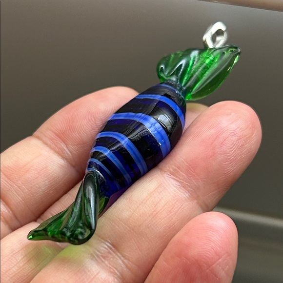 🖤Venetian Murano glass Candy 🍬 Pendant - green blue - Picture 3 of 11